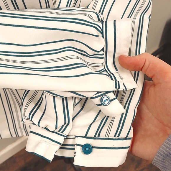 Teal Striped Blouse by alamode of california - Picture 4 of 7